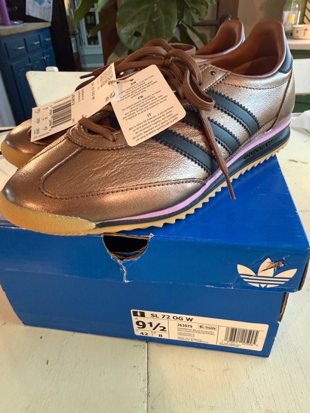 adidas SL 72 Metallic Bronze Athletic Sneakers - Picture 5 of 8